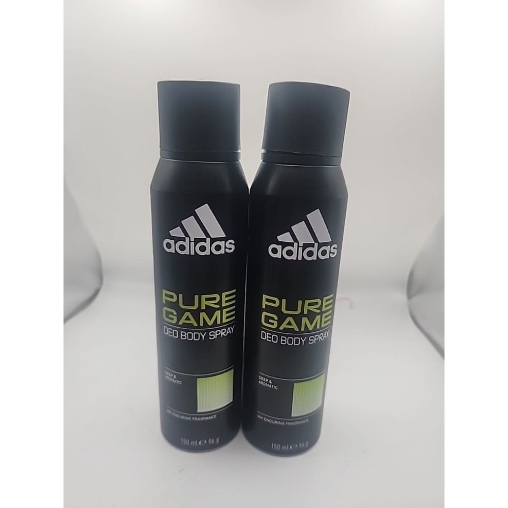 2 x ADIDAS PURE GAME for Men 5 oz 150 ml DEODORANT BODY SPRAY Deep & Aromatic